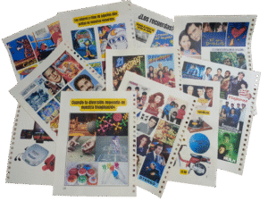 Collage de imagenes a todo color de series de television, novelas, cantantes,programas animados, objetos de los años 80s y 90s en colombia, ayudan a recordar y refrescar la memoria para divertirse y relajarse