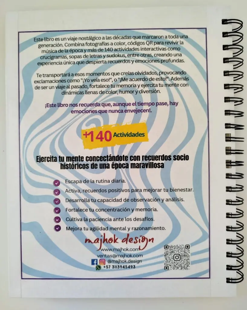 contraportada-libro-nostalgia-retro-colombia-80s-90s-actividades-pasatiempos-ejercicios-mente-memoria-agilidad-bienestar-mental-majhok-design